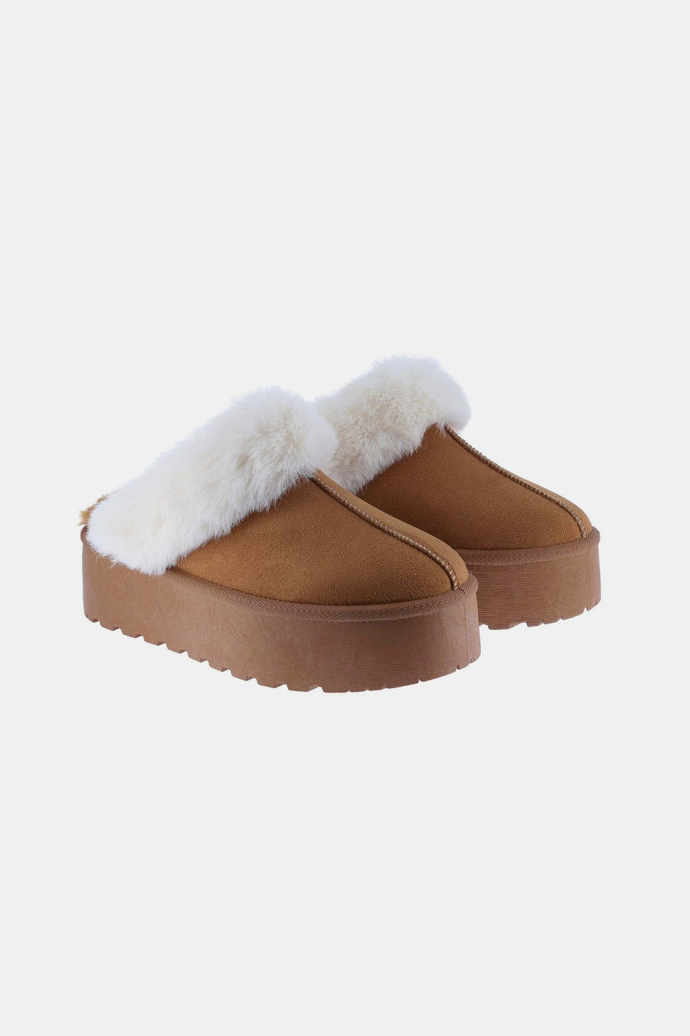 WB Thick Bottom Fur Trim Snow Slippers