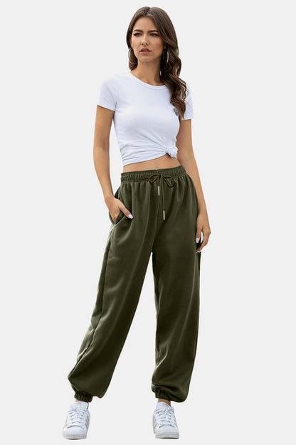 Elastic Waist Joggers with Pockets