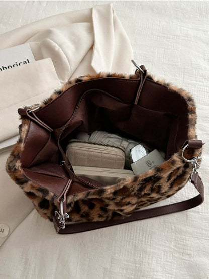 Faux Fur Leopard Shoulder Bag