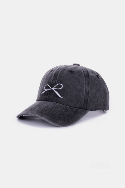 Z Bow Embroidered Washed Cotton Caps