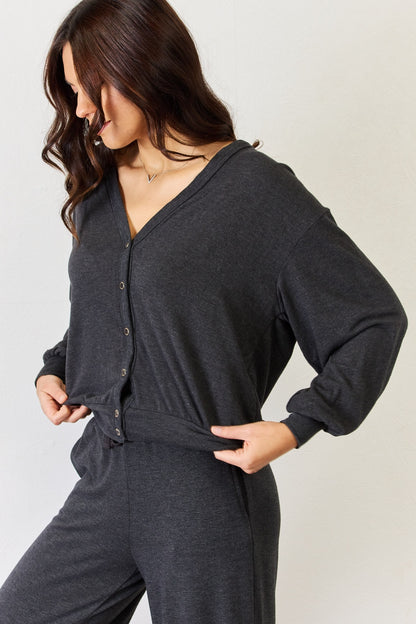 Ultra Soft  Button Up Long Sleeve Lounge Cardigan