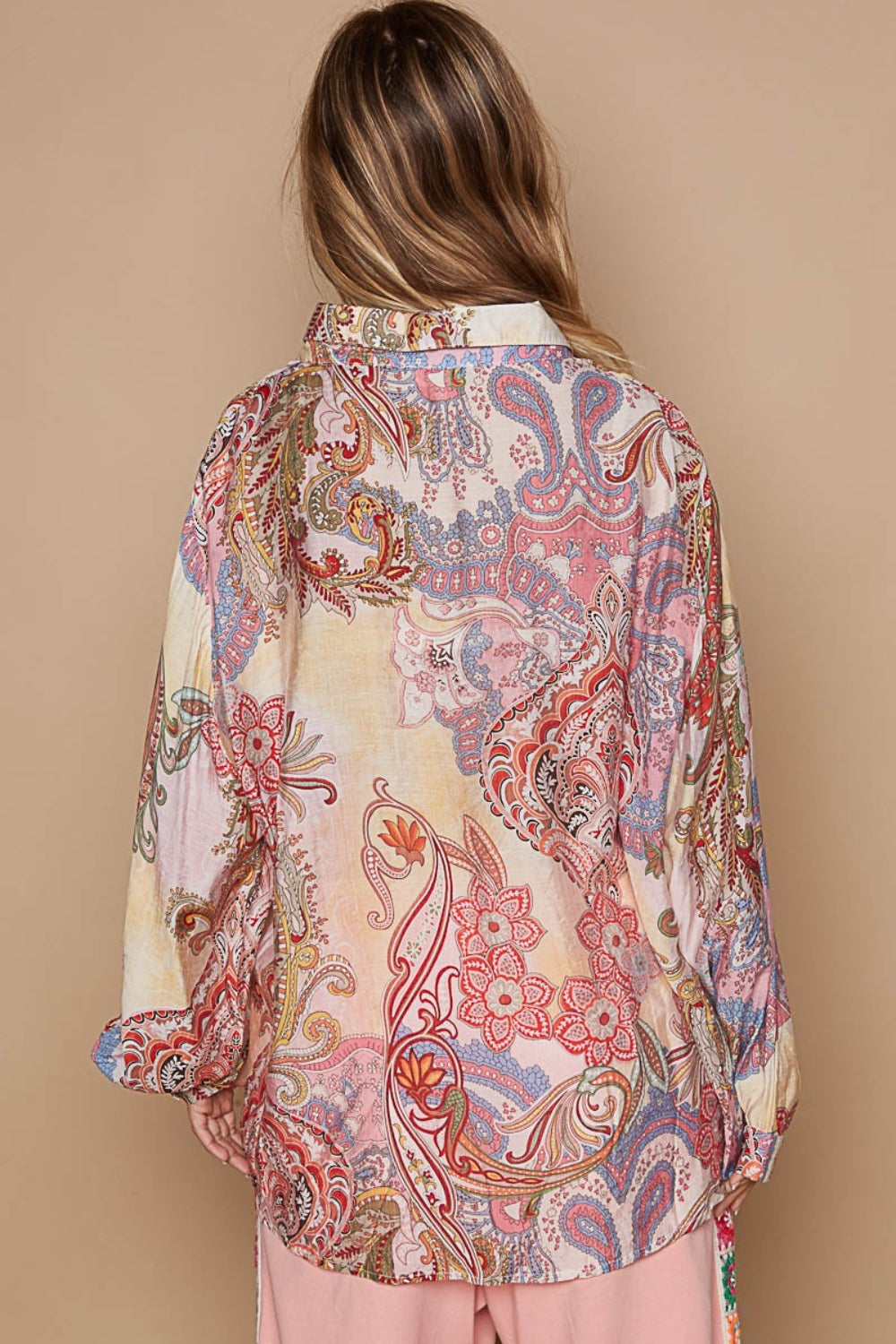 Button-Down Long Sleeve Paisley Print Shirt