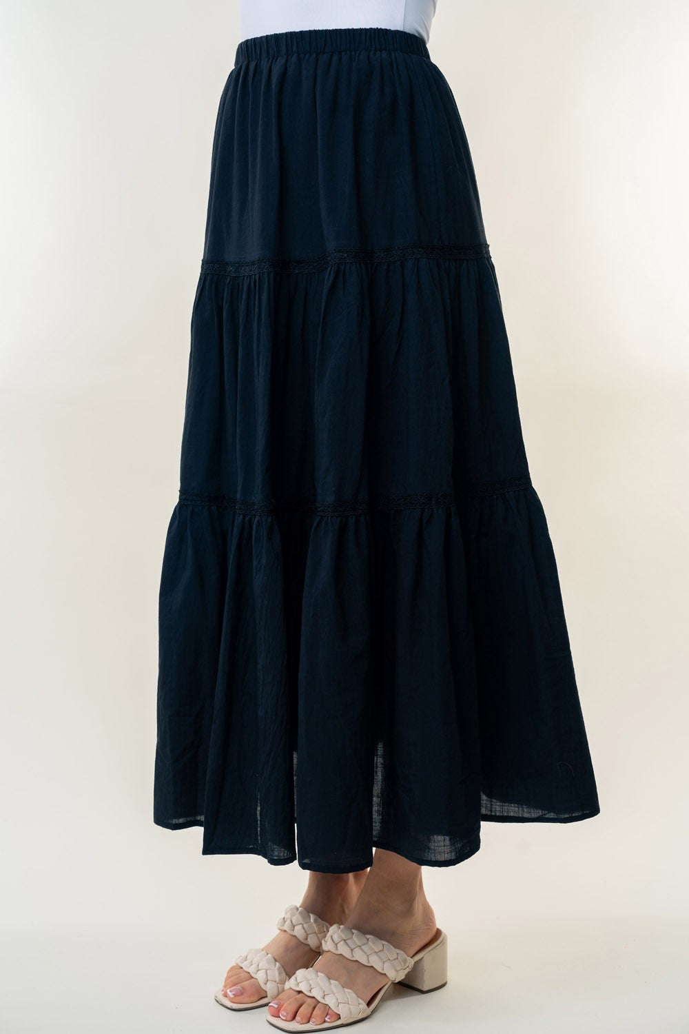 WB High Waisted Tiered Maxi Skirt