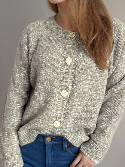 Heathered Button Down Long Sleeve Cardigan