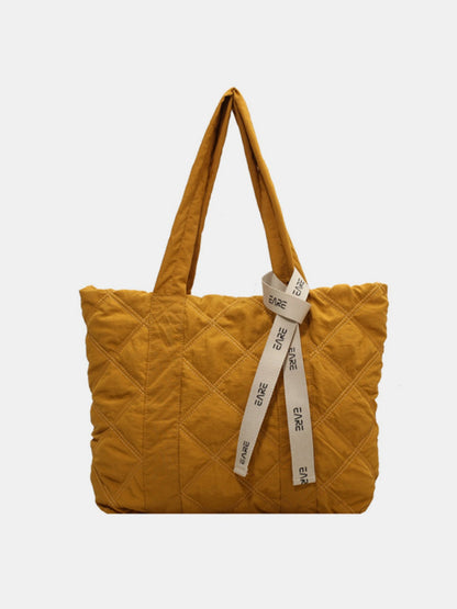 Quilted Nylon Large Tote Bag