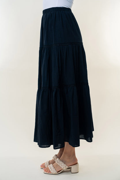 WB High Waisted Tiered Maxi Skirt