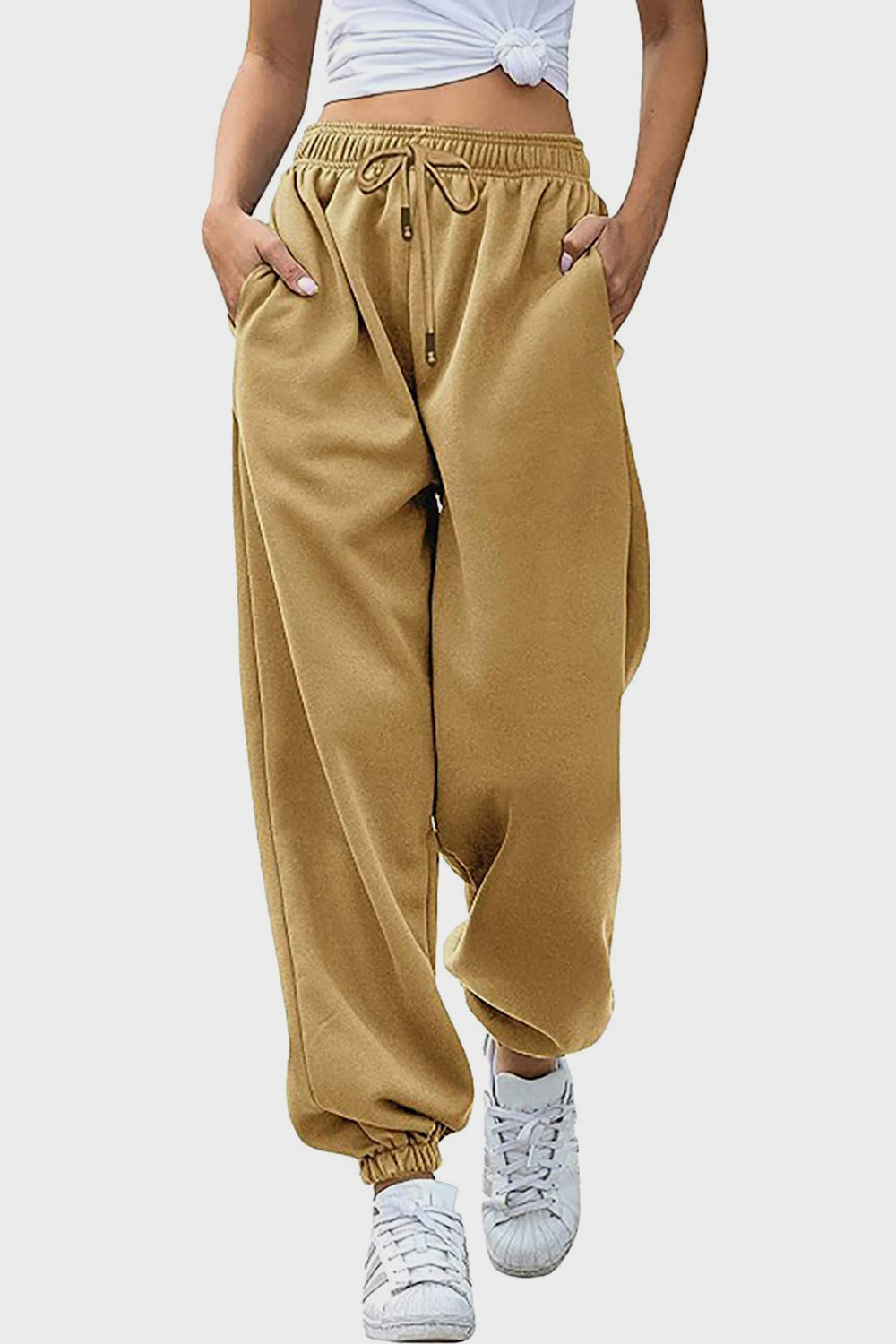 Elastic Waist Joggers with Pockets