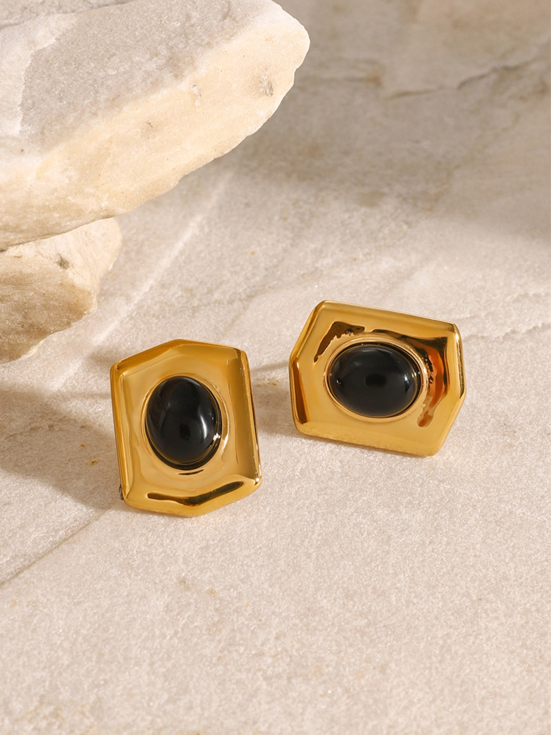 18K Gold-Plated Stainless Steel Agate Earrings