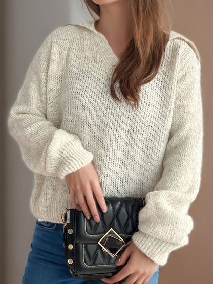 Collared Neck Long Sleeve Sweater