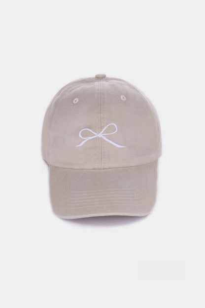 Z Bow Embroidered Washed Cotton Caps