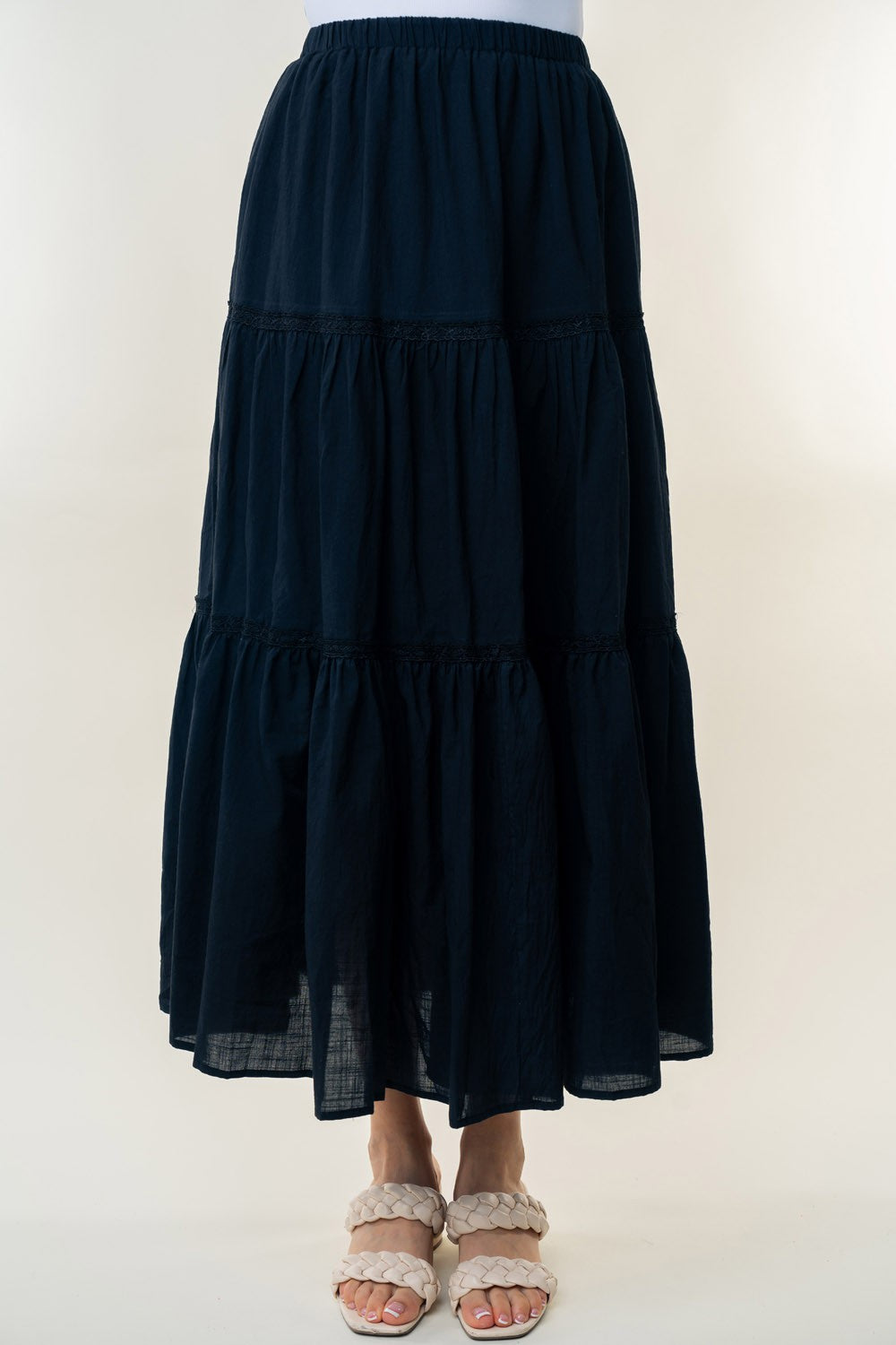 WB High Waisted Tiered Maxi Skirt