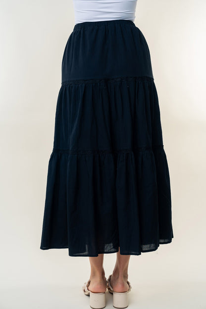 WB High Waisted Tiered Maxi Skirt