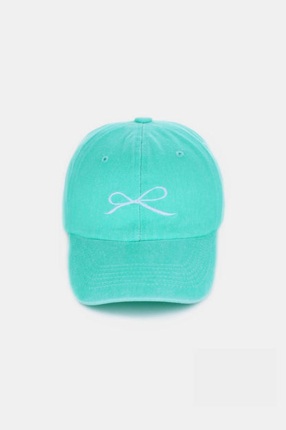 Z Bow Embroidered Washed Cotton Caps