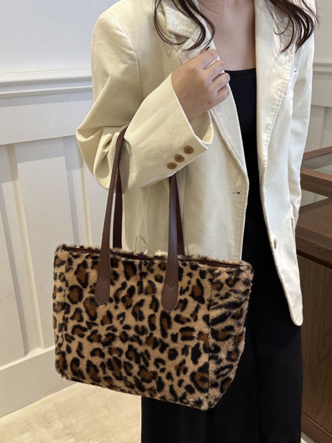 Leopard Fluff Tote Bag