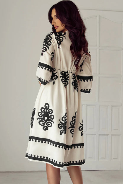 Printed Half Sleeve Knee Length Dress