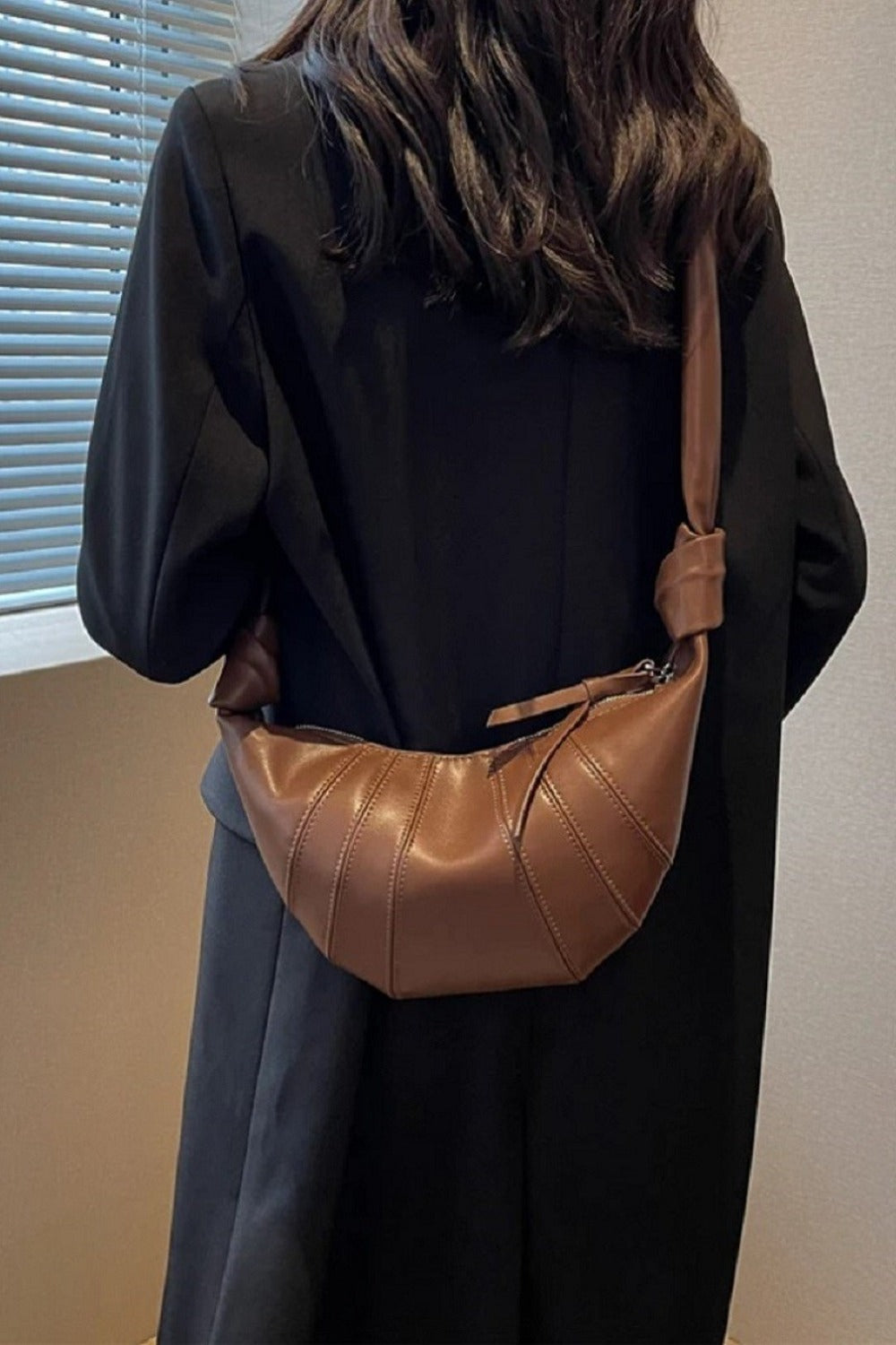 Z Vegan Leather Croissant Crossbody Bag