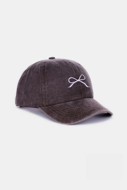 Z Bow Embroidered Washed Cotton Caps